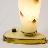Lampe de table verre opalin et base laiton années 50