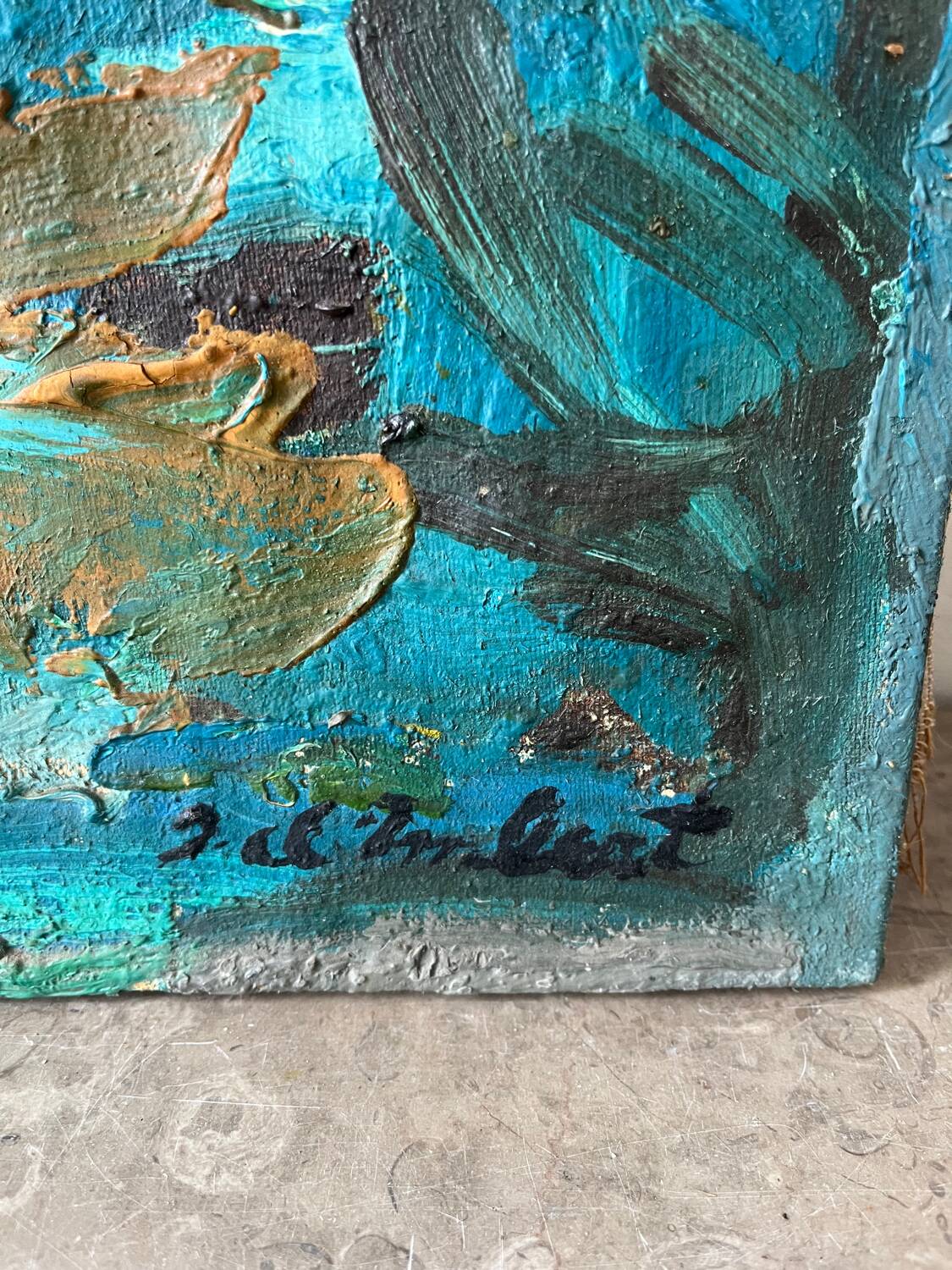 Flower bouquet, knife technique, signed