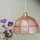 Vintage pink mother-of-pearl lampshade pendant light