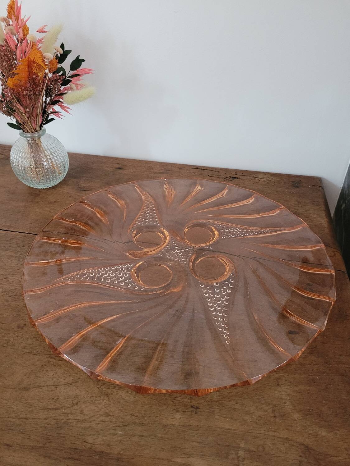 50s pink glass tray