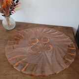Plateau en verre rose années 50