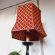 Grande Lampe de Table des années 60 en fer tourné et forgé avec un grand abat-jour vintage en velour