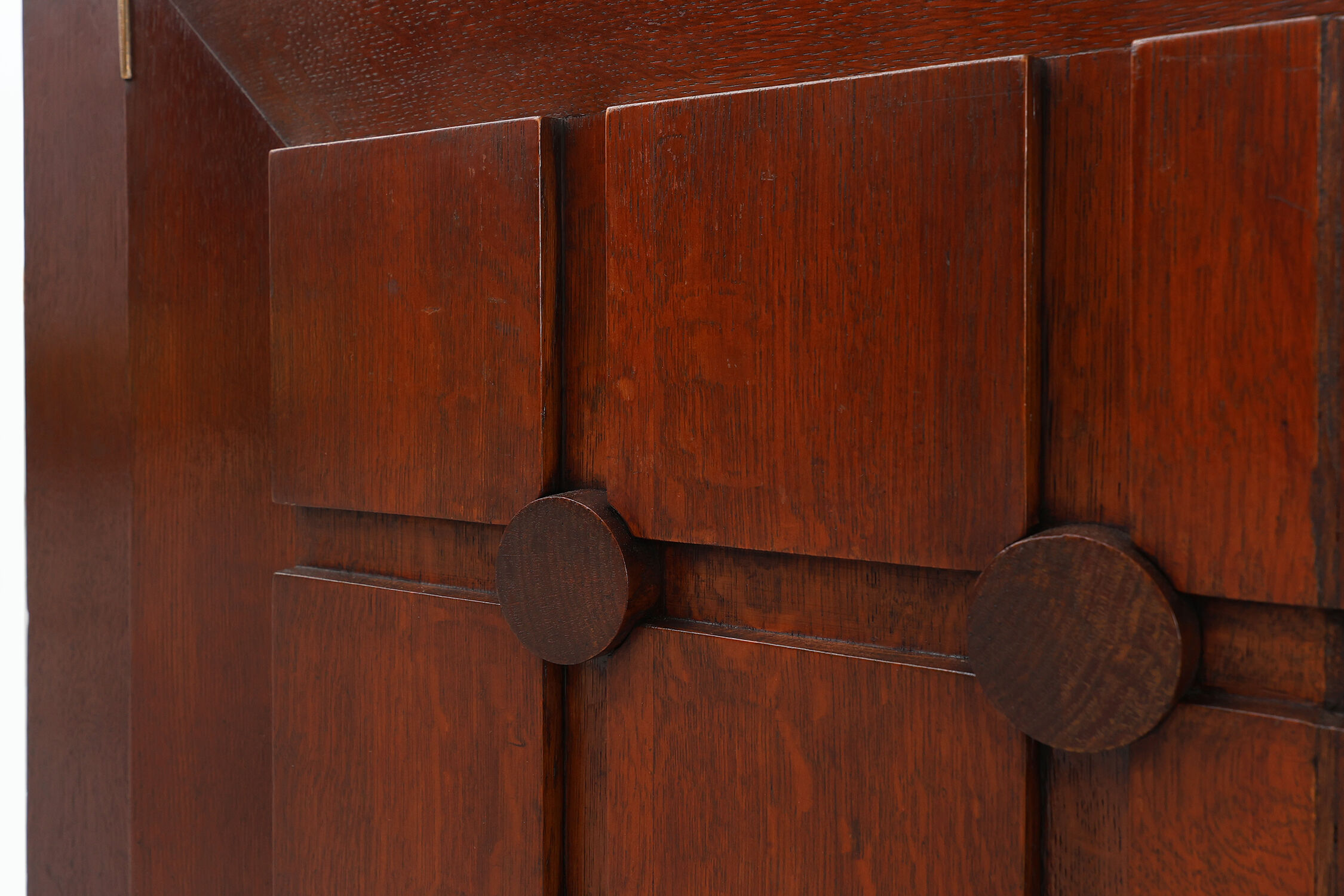 Art Deco carved geometric sideboard by Charles Dudouyt in oak, France ca. 1