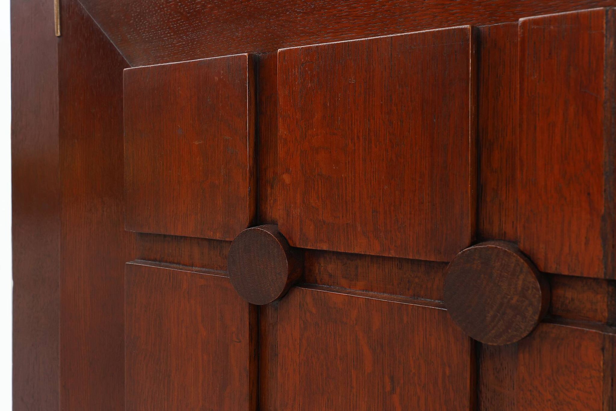 Art Deco carved geometric sideboard by Charles Dudouyt in oak, France ca. 1