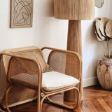 Natural raffia floor lamp