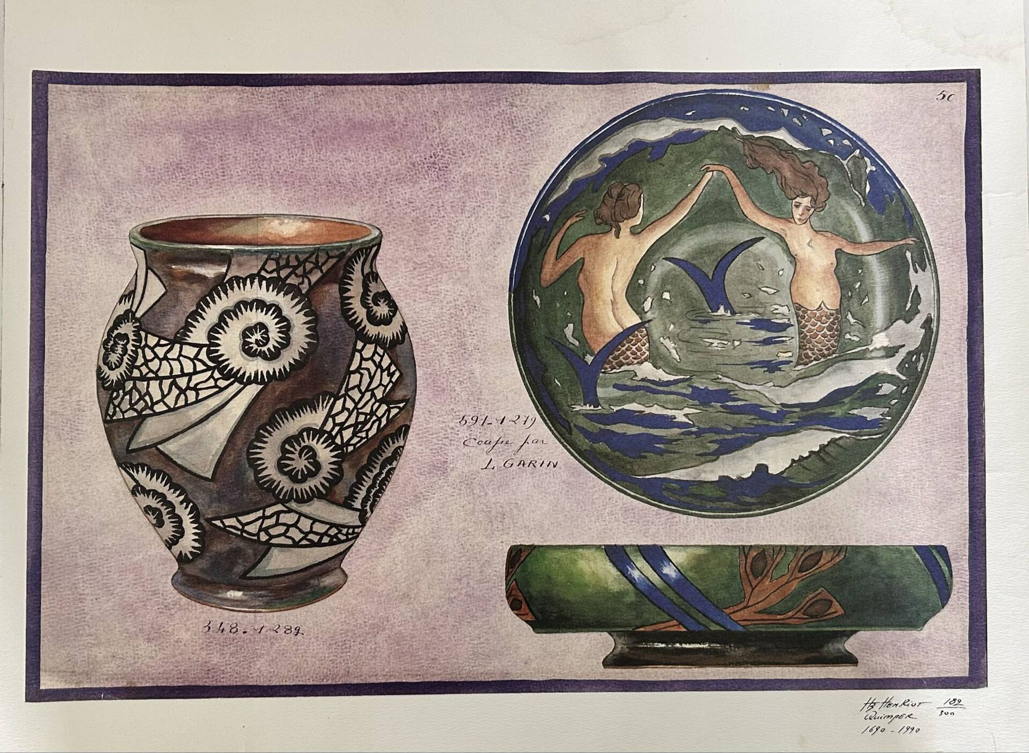 Lithograph HB Henriot Quimper signed and numbered