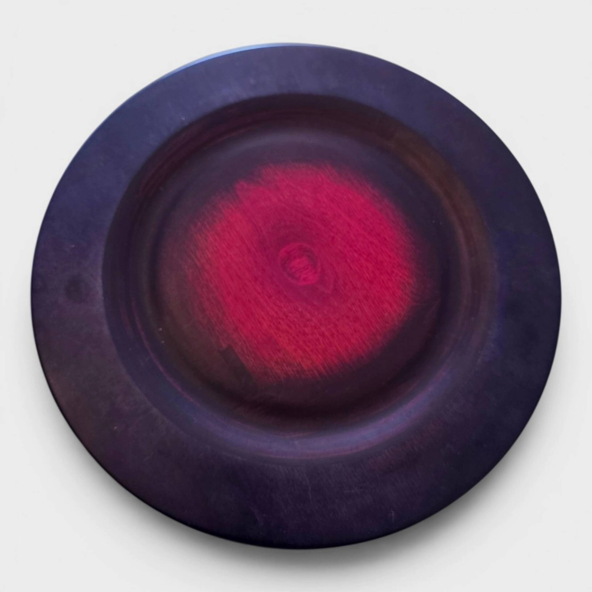 Decorative plate in stained red and purple wood – Tailio Design, Finland