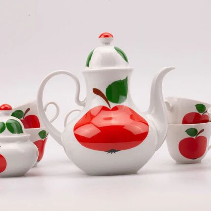 Coffee service in porcelain with red apple Seltmann Weiden