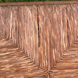 4 wood and straw chairs