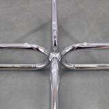 1970s Italian chrome tubular coffee table with smoked glass, round