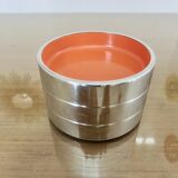 Set of 3 stackable ashtrays in colored melamine, chrome metal from the 70s
