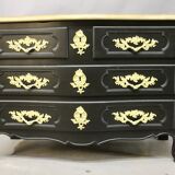 Curved Chest of Drawers in Black Lacquered Finish