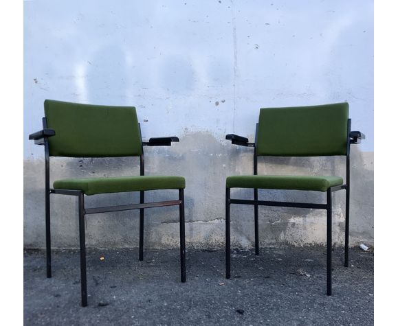 Series of 4 armchairs - modern - vintage - feet metal - 1960