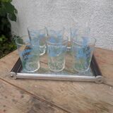 6 verres et plateau Art Déco