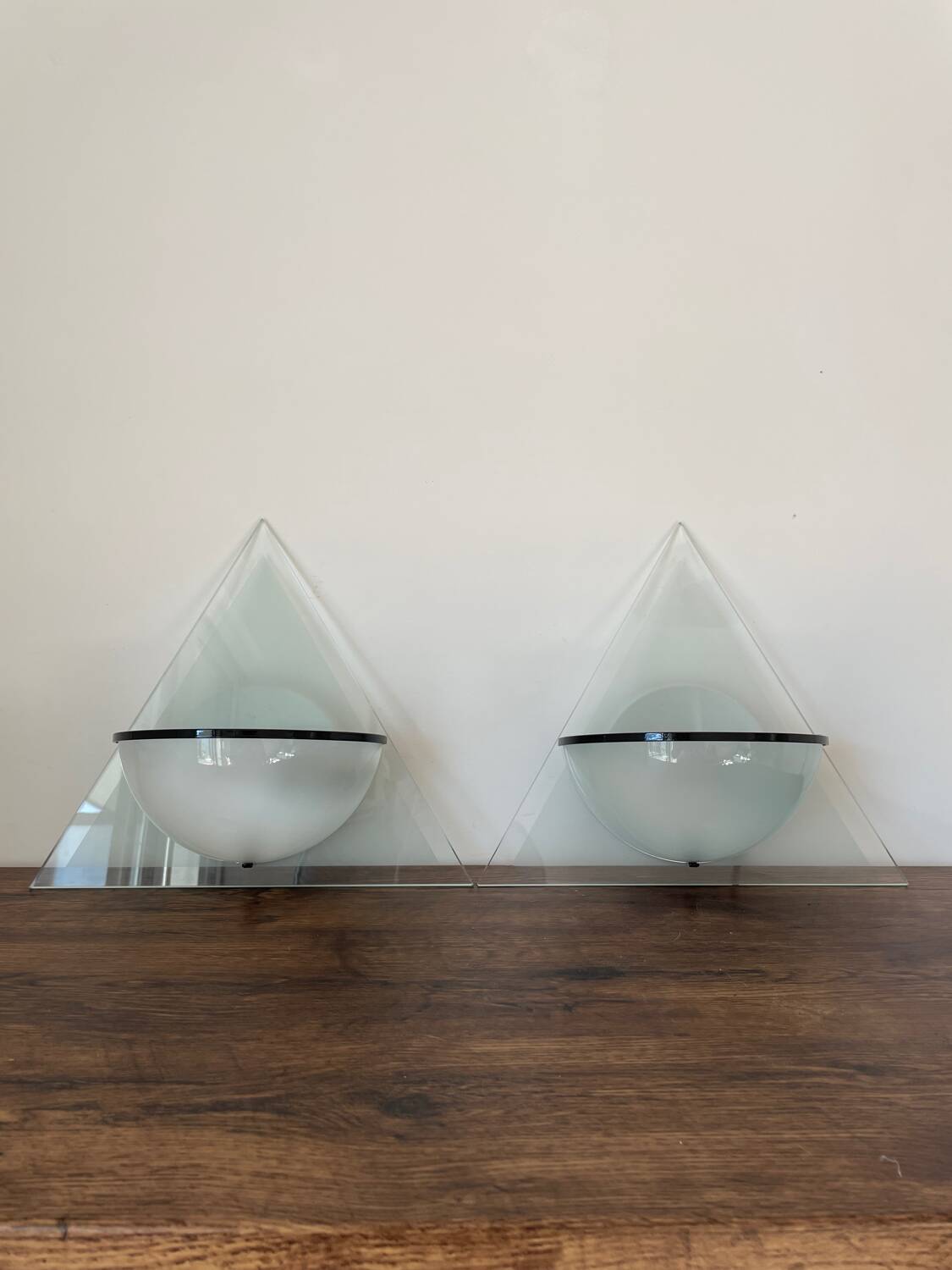 Pair of Illo wall lamps for Lamperti, 1980s, made in Italy