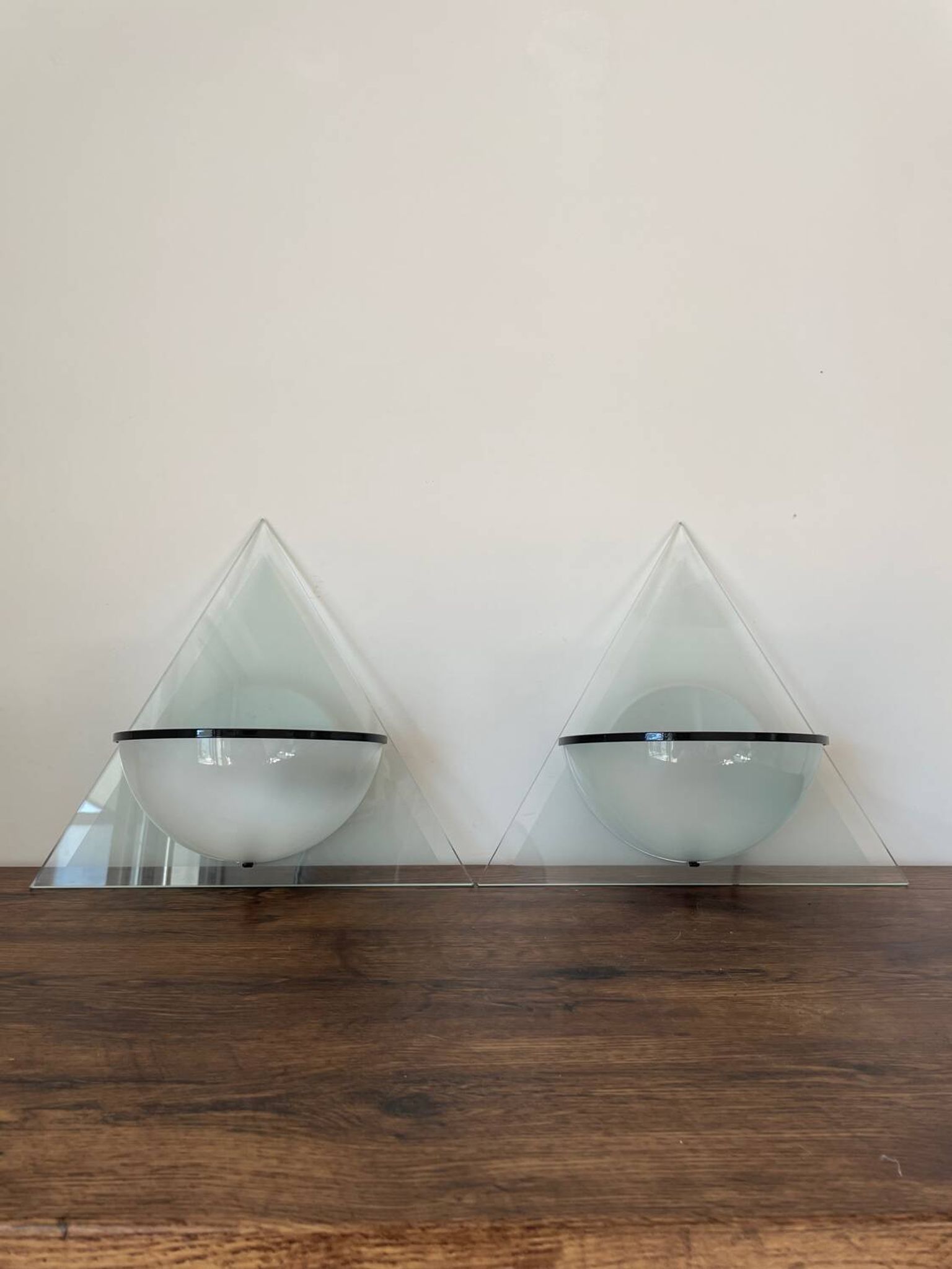 Pair of Illo wall lamps for Lamperti, 1980s, made in Italy