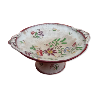 Compotier with floral decoration Faience of Sarreguemines 1960