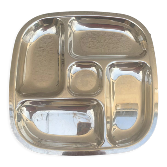 Compartment dish, vintage stainless steel servant