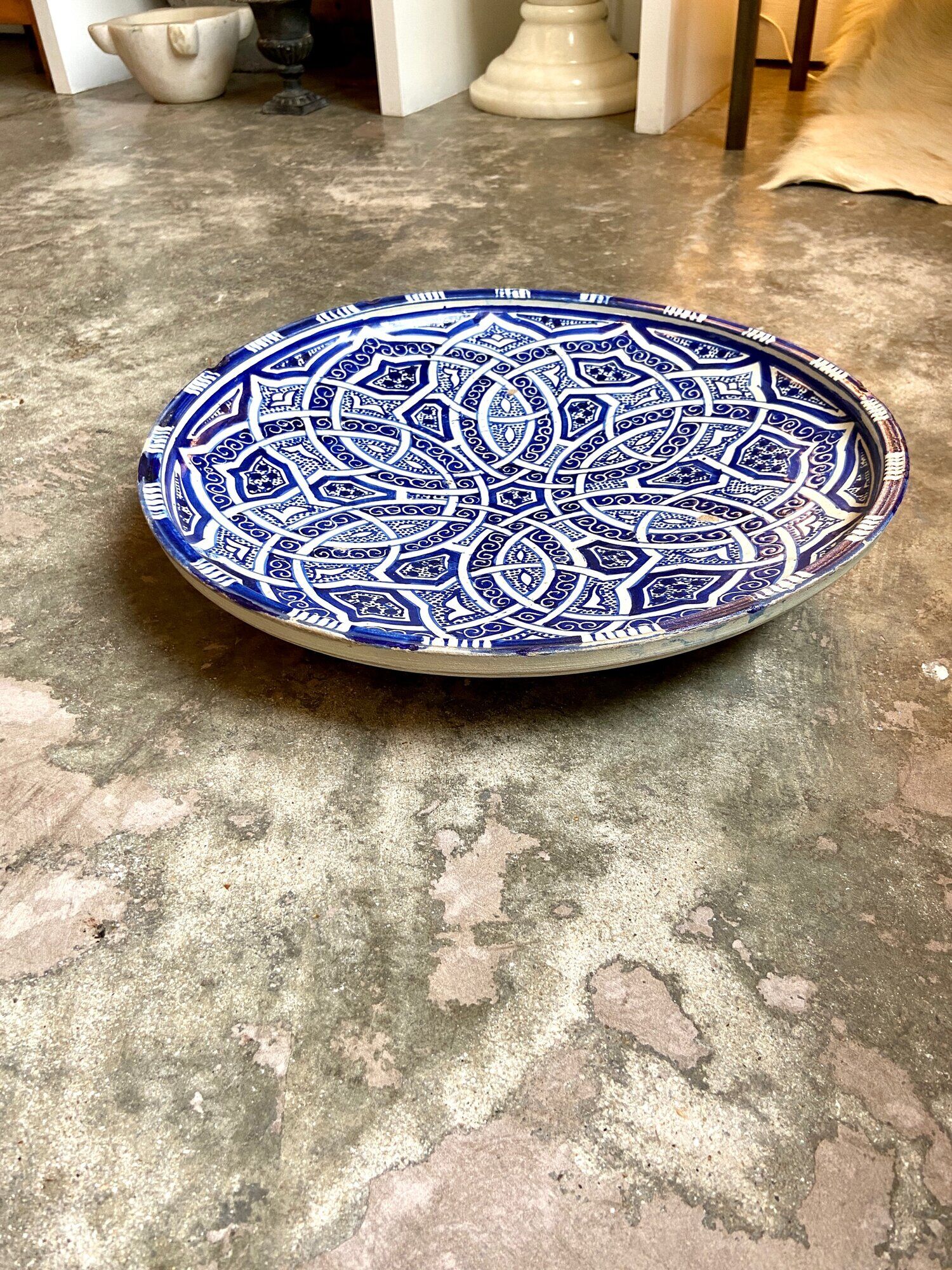 Blue glazed ceramic bowl