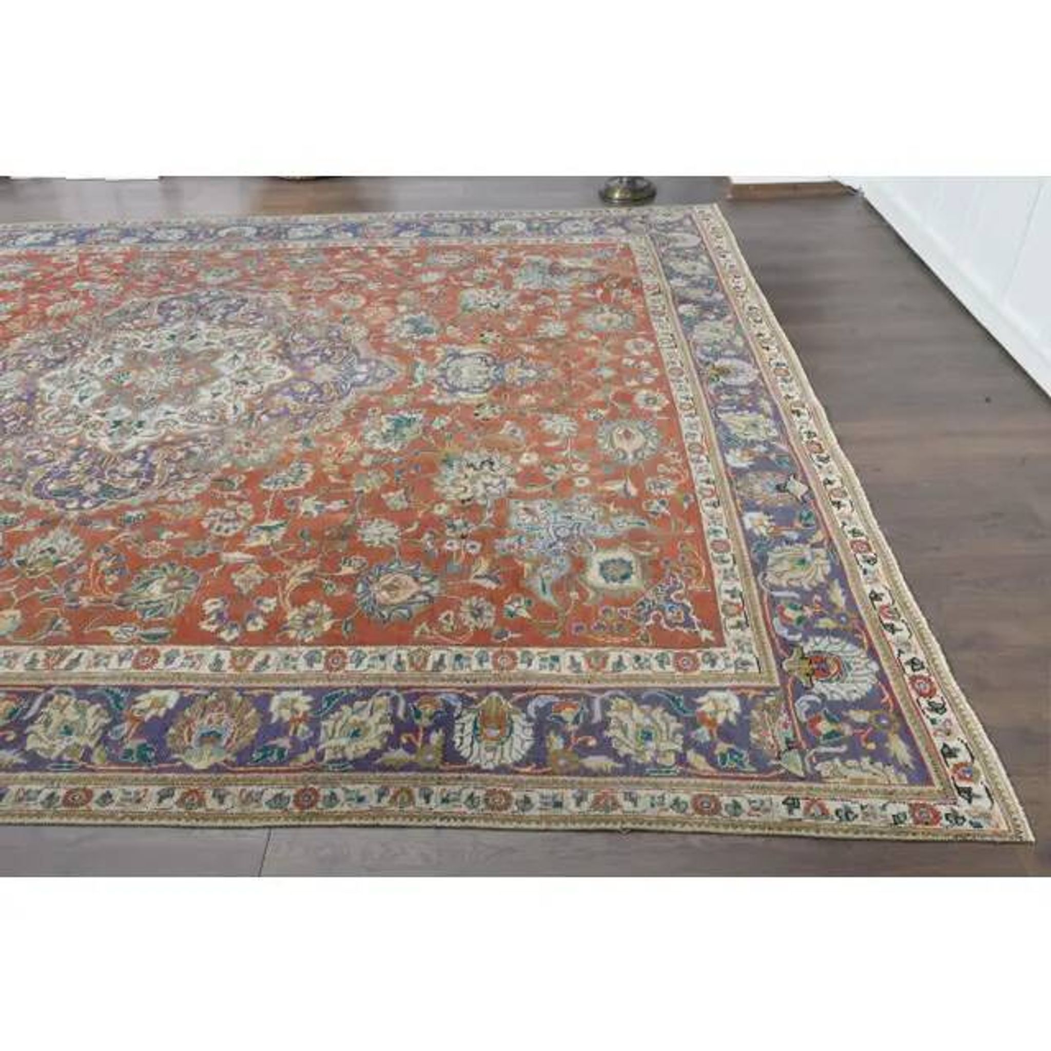 1970s Vintage Persian Handmade Wool Orange Oversized Area Rug 278x379