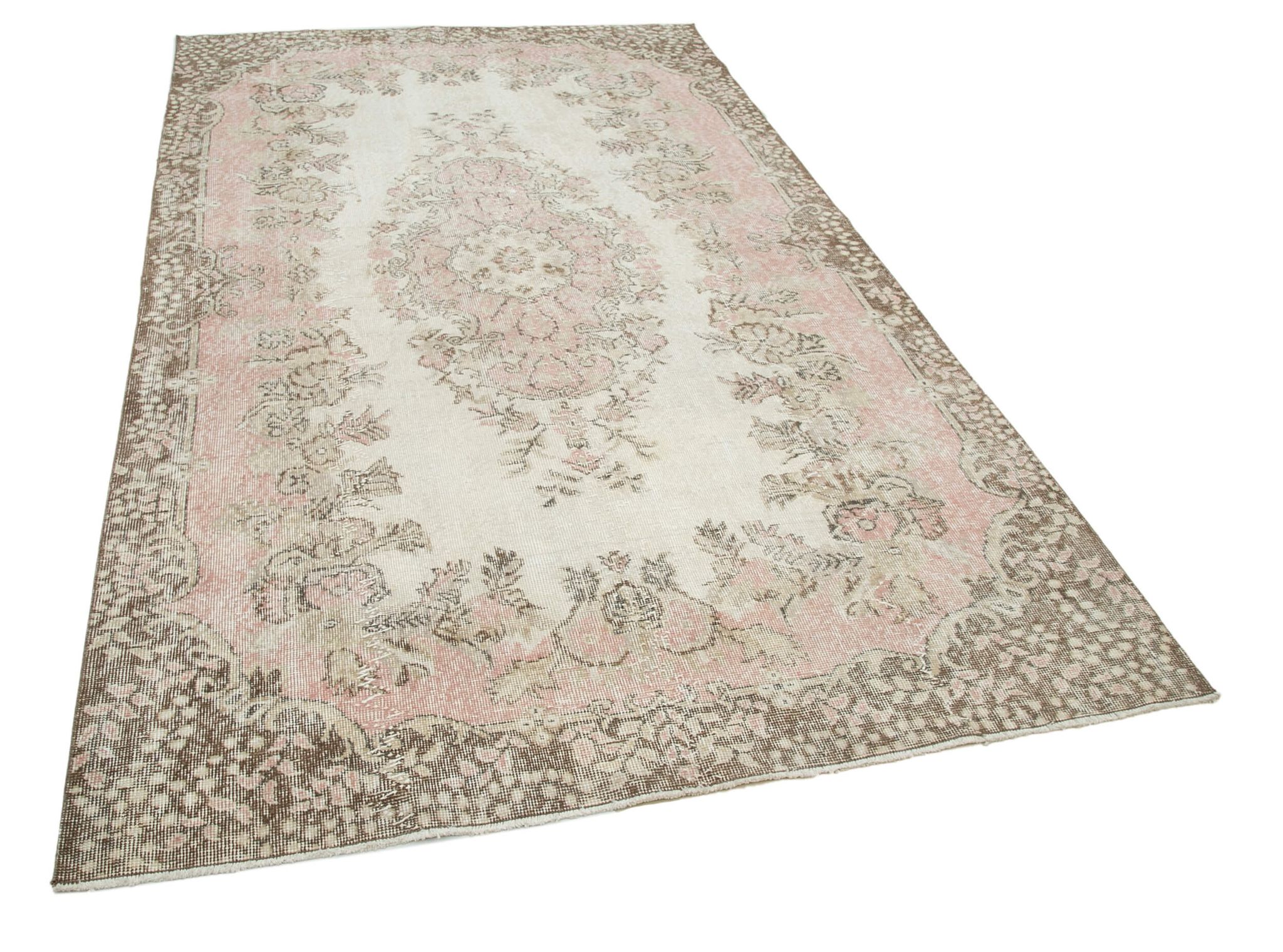 Hand-knotted vintage turkish beige rug 170 cm x 290 cm