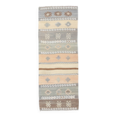 Tapis Kilim vert et crème 2x6, 63x180 cm