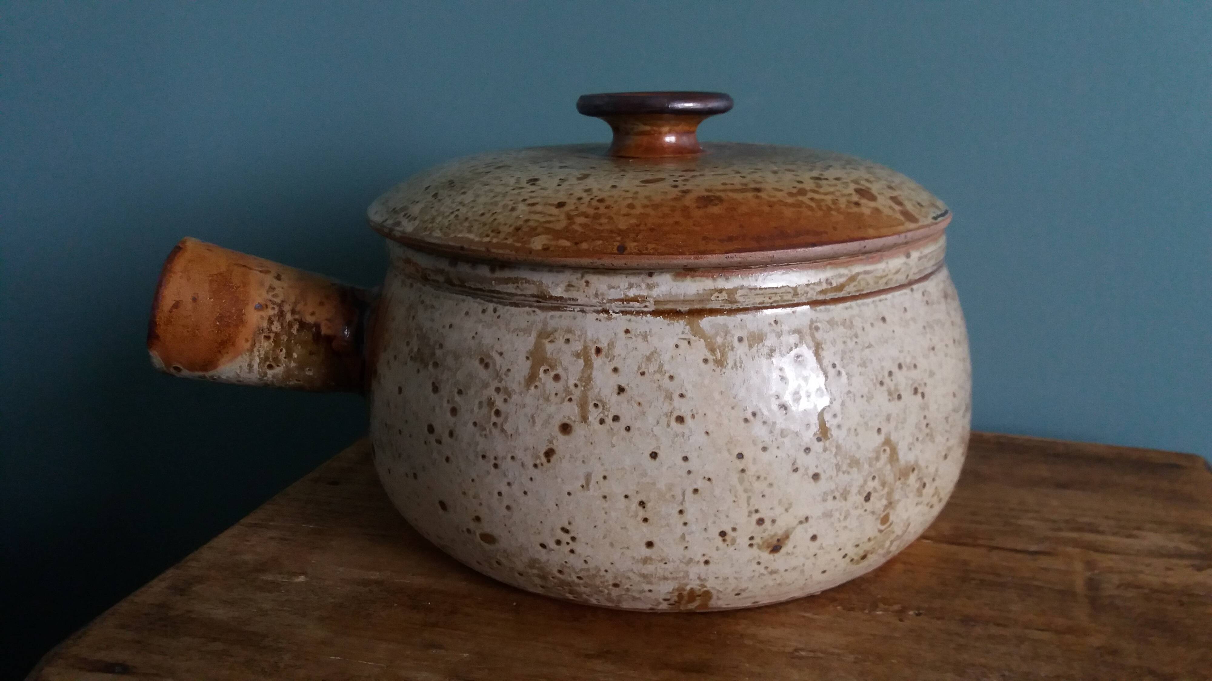 Large stoneware tureen/caquell from Puisaye, signed Jean-Pierre Prud'homme
