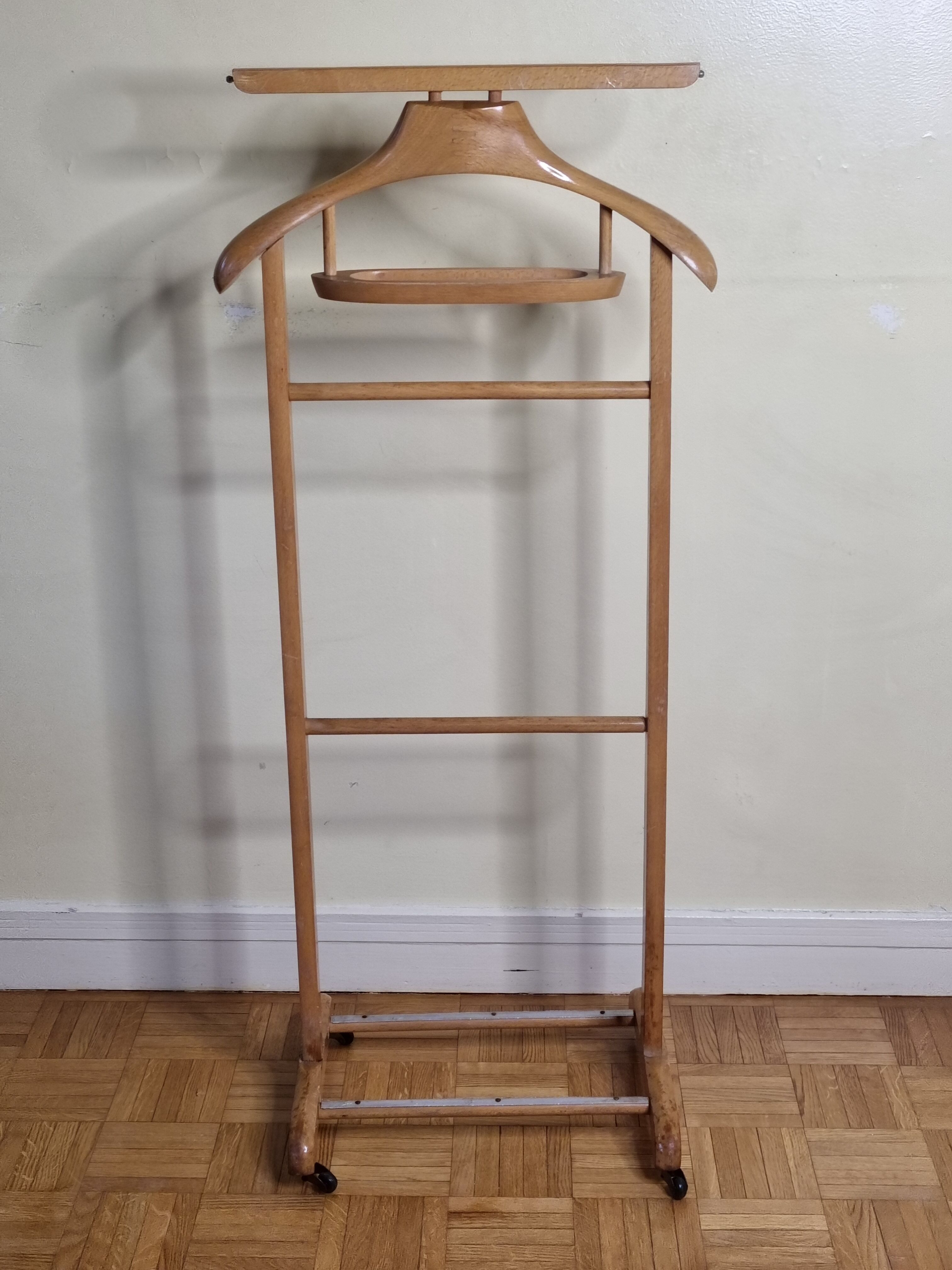 Vintage blond wood night valet, 50s-60s