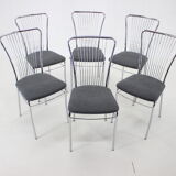 1970s Set of 6 Italian Dining Chairs in Bouclé Fabric