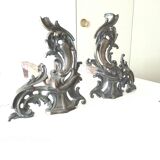Louis XV bronze and cast iron andirons
