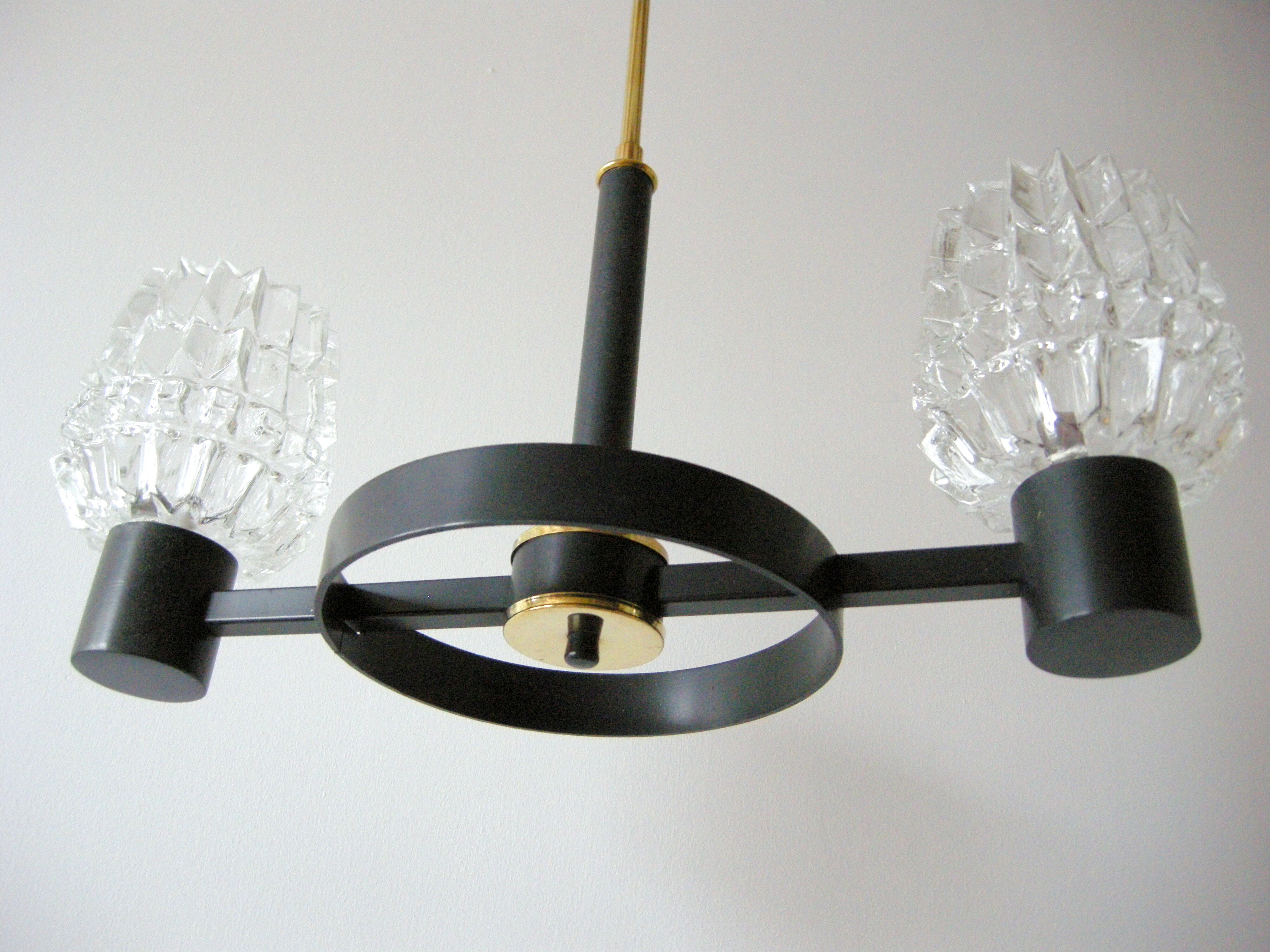 Vintage chandelier 1960 metal and brass