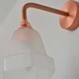 Frosted glass wall light and copper support