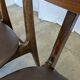 Set of 3 Vintage Wooden Dining Chairs with Brown Leather Seats / Mid-Centur