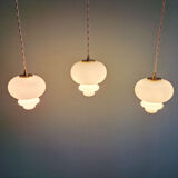 Scandinavian trio of suspensions in white opaline, 1960s