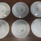 Série de six assiettes plates Gien terre de fer décor Rivoli fin XIXème