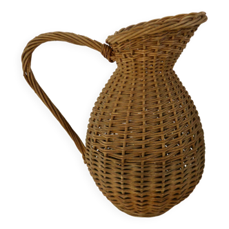 Imposant vase "pichet" en rotin, sud de la France, French Riviera, 1970