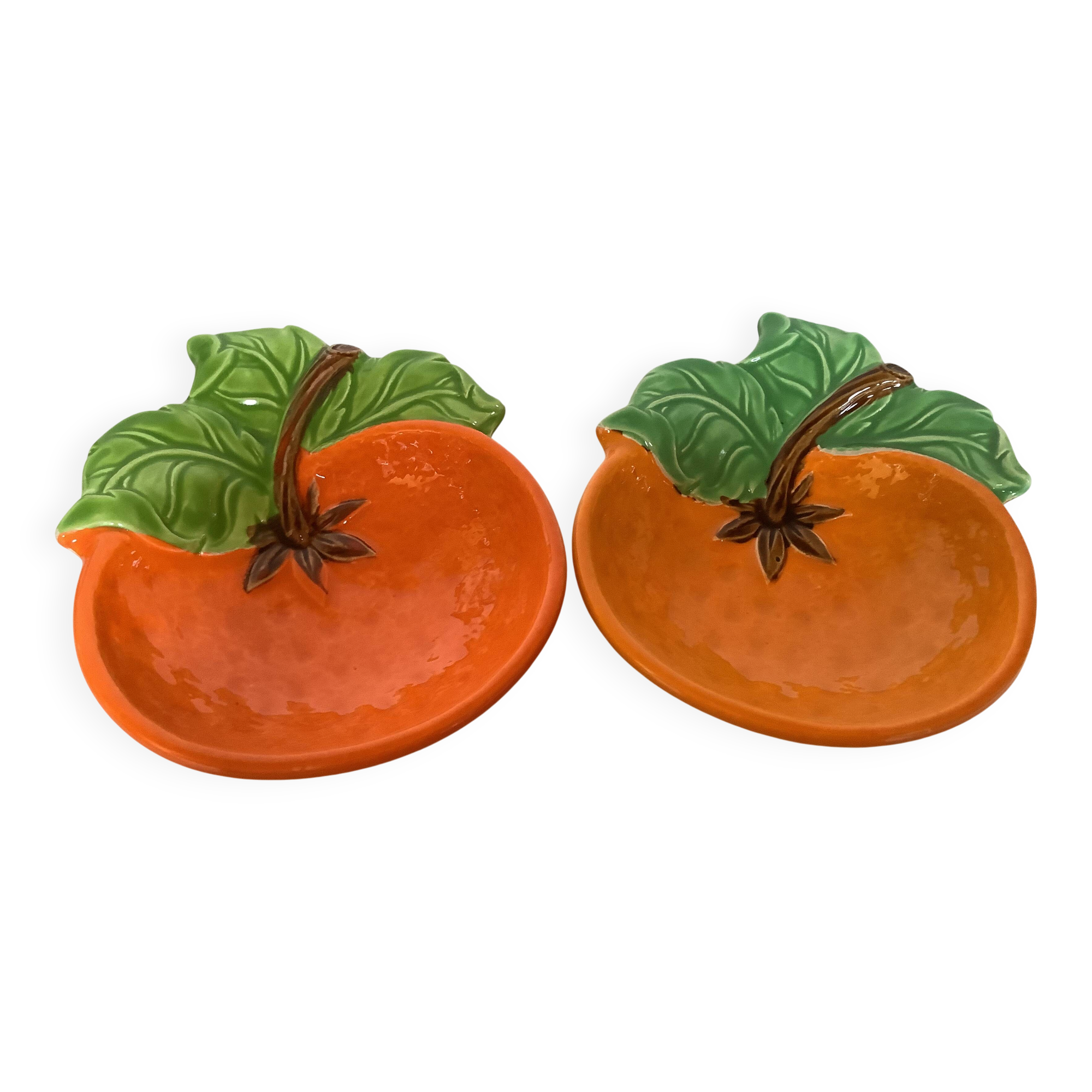 Paire de coupelles vide poche barbotine orange Japan