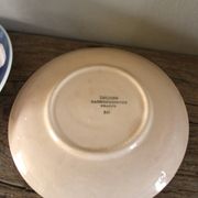 2 coffee cups and saucers pink Digoin Sarreguemines blue Villeroy Boch