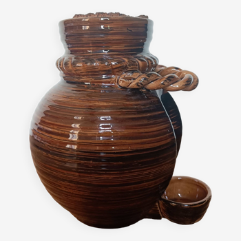 Brown earthenware pickle or olive pot