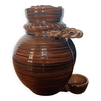 Brown earthenware pickle or olive pot