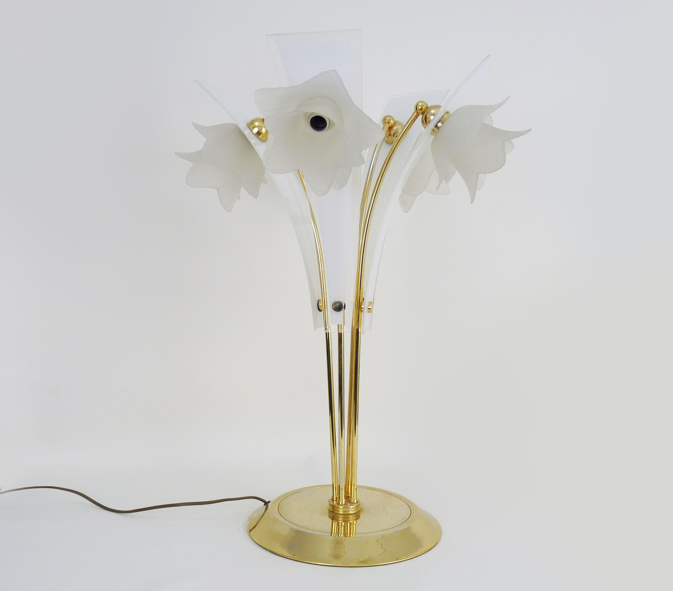 Italian floral glass 4-armed living room lamp 1970