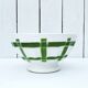 Large earthenware bowl with vintage green geometric decor