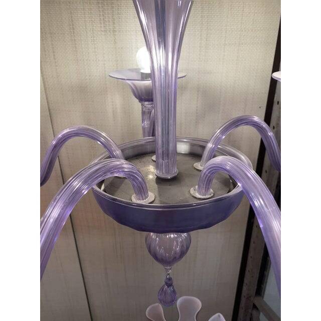 Italian Handmade Murano Style Glass Chandelier in Light Violet