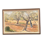 Original Swedish Oil on Canvas – "Olive Trees" by Bruno Fagerlund – Signed – Vintage and Framed – 57 × 38 cm (22.4" × 15")