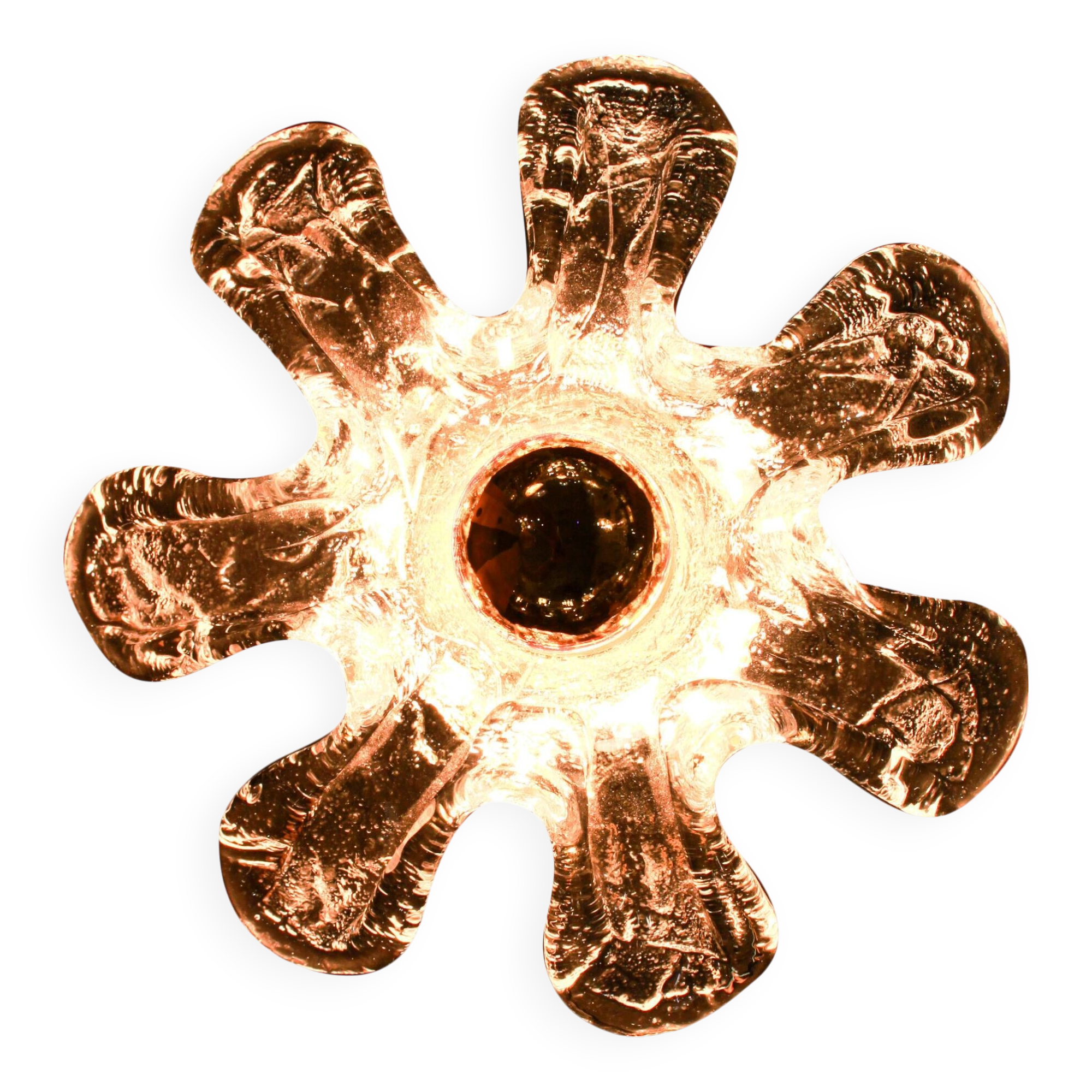 Pair of Italian wall sconces in Murano glass in the shape of a flower.