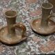 Stoneware candle holders - set of 2 (signed)
