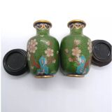 Miniature cloisonné enamel vases
