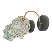 Paire appliques col de cygne laiton globe verre bulle vintage décoration