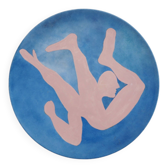 Pink and Blue Abstract Wall Decorative Plate