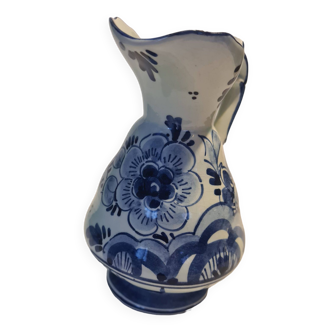 Delft DP earthenware pitcher blue floral decor